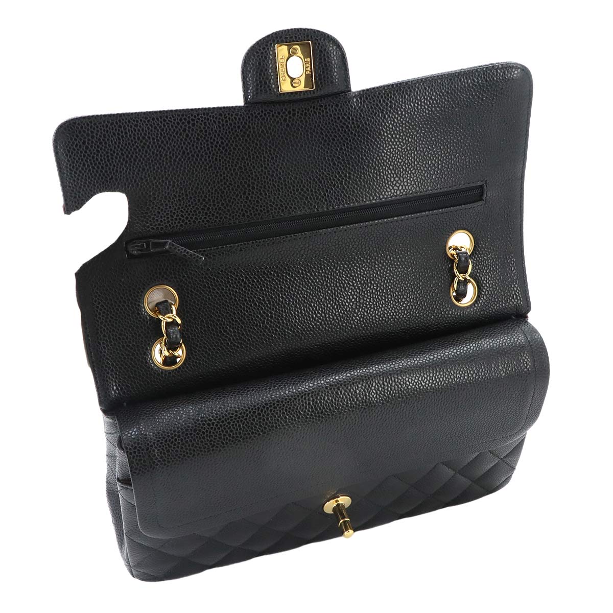 Matelasse 25 Chain Shoulder Bag Leather Black A01112
