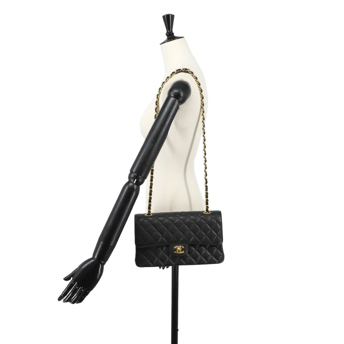 Matelasse 25 Chain Shoulder Bag Leather Black A01112