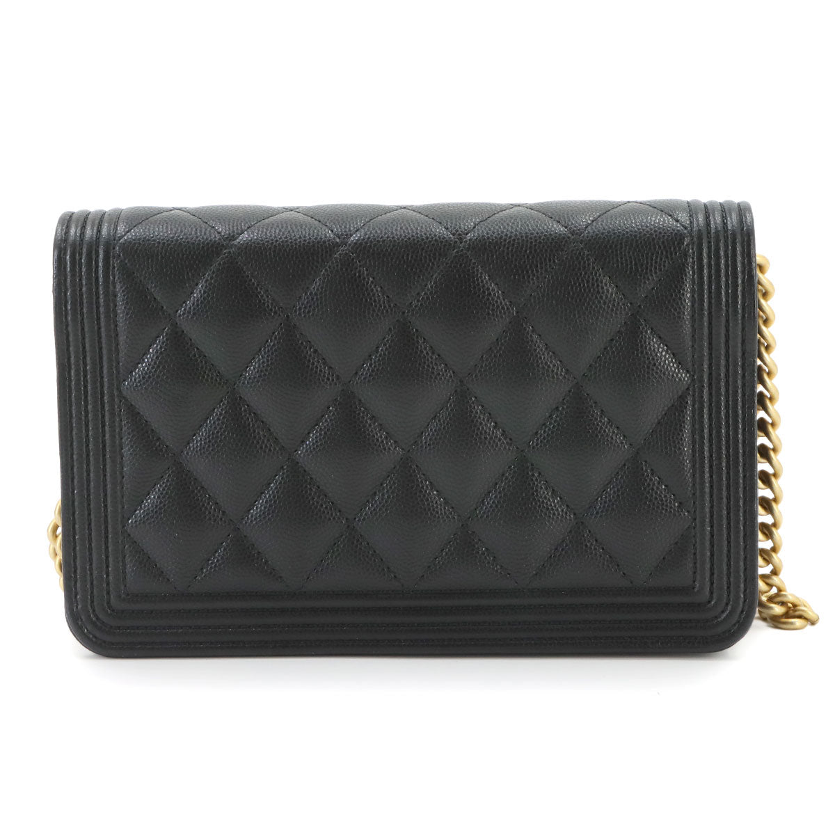 Boychanel Chain Long Wallet Leather Black AP1117 Purse