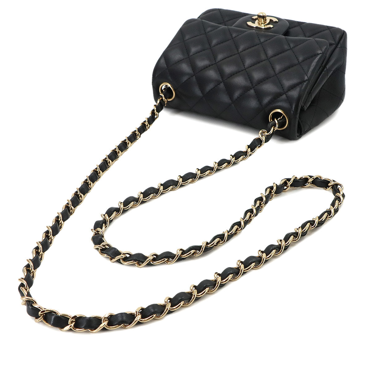 Mini Matelasse Chain Shoulder Bag Leather Black A01115 Purse