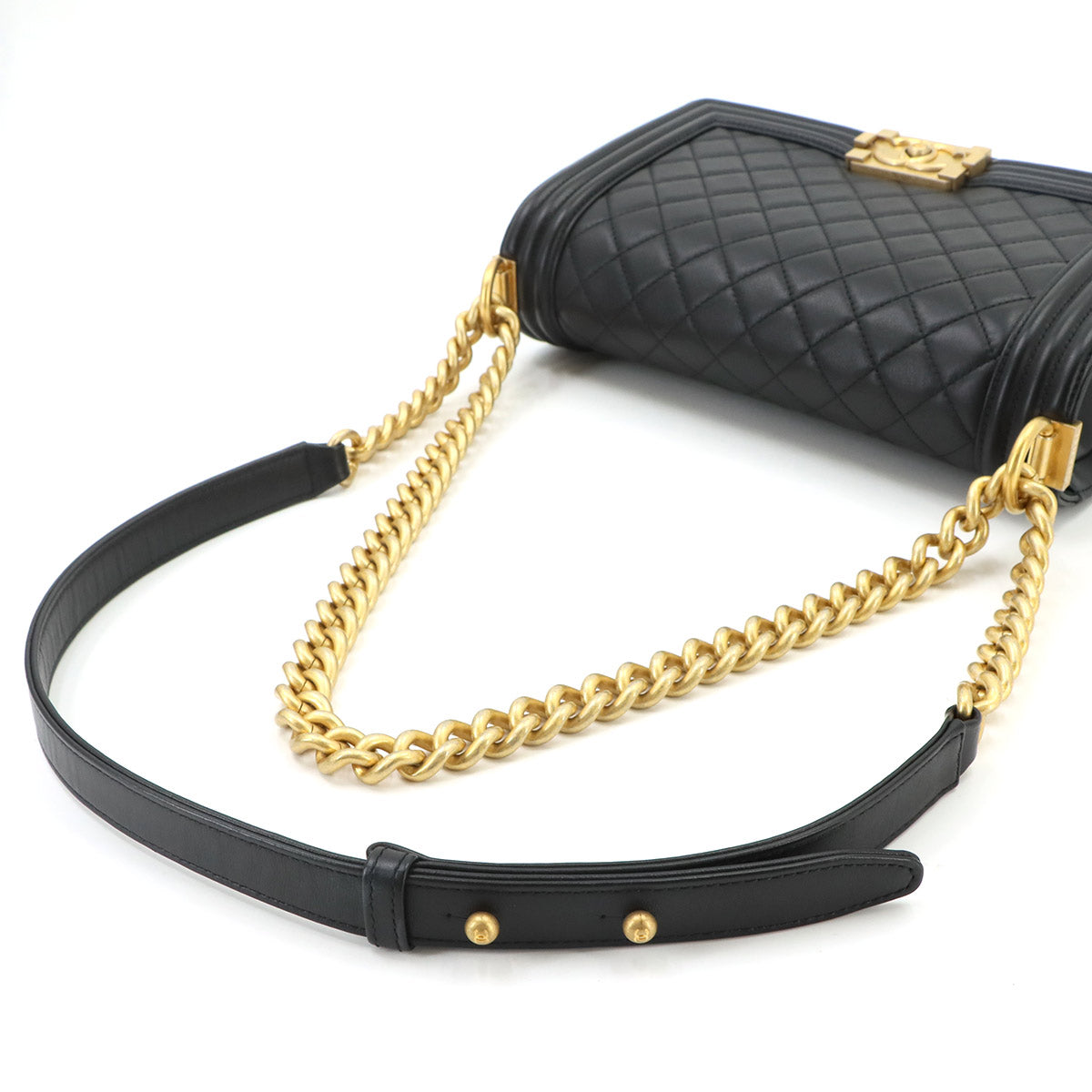 BOY CHANEL Chain Shoulder Bag Leather Black A67086 Purse