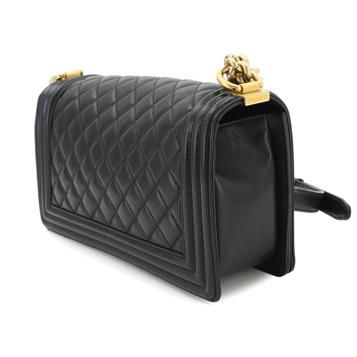 BOY CHANEL Chain Shoulder Bag Leather Black A67086 Purse