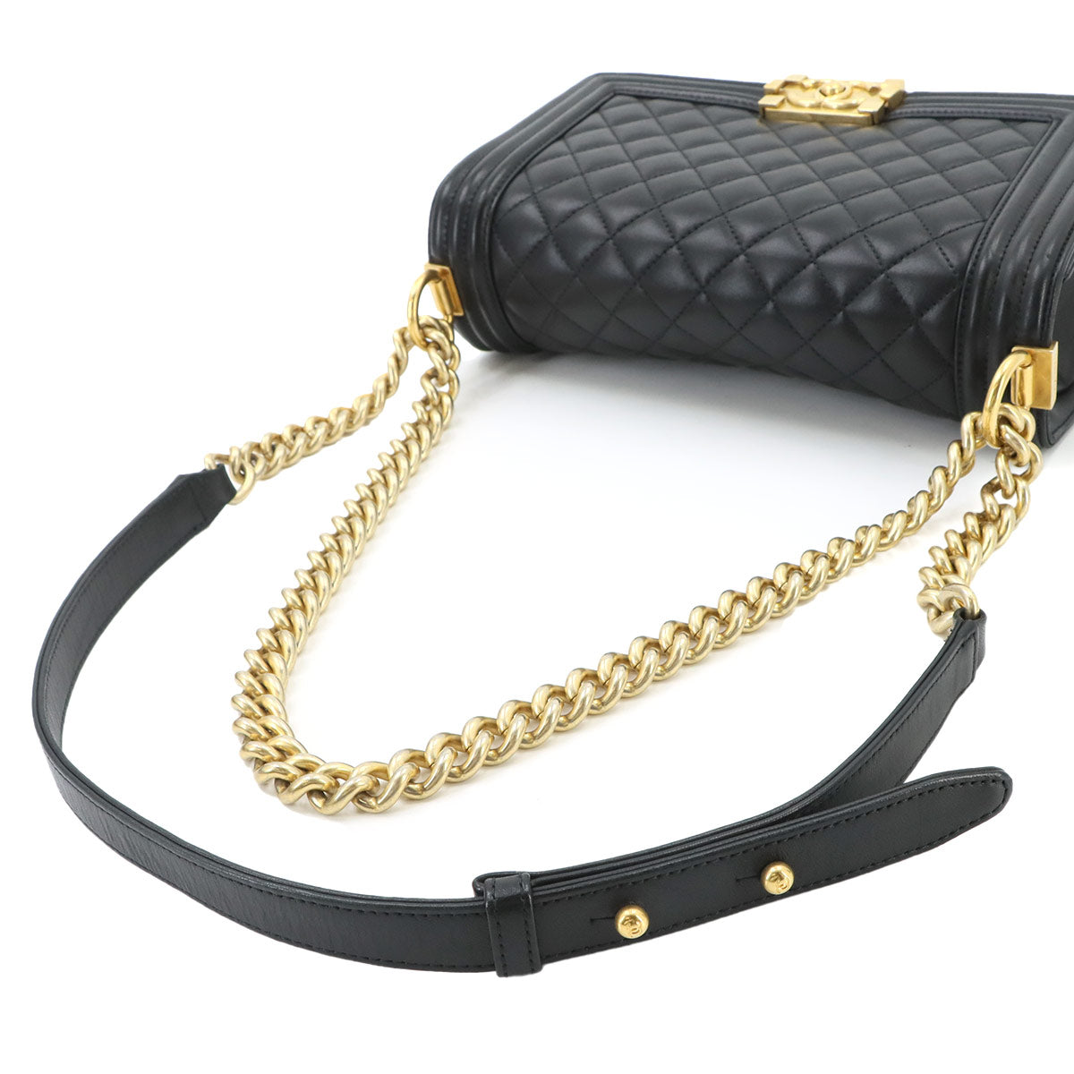 BOY CHANEL Chain Shoulder Bag Leather Black A67086 Purse
