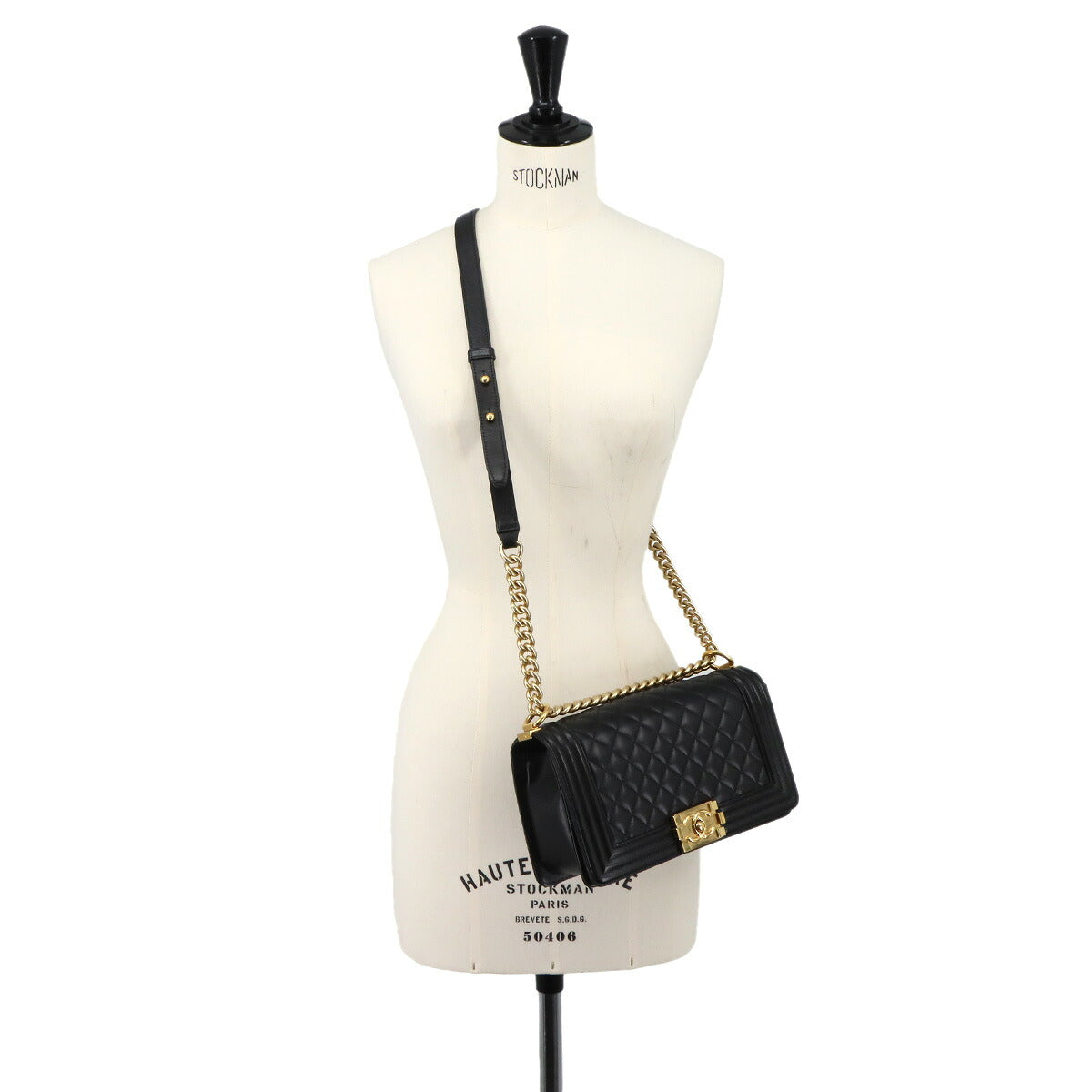 BOY CHANEL Chain Shoulder Bag Leather Black A67086 Purse