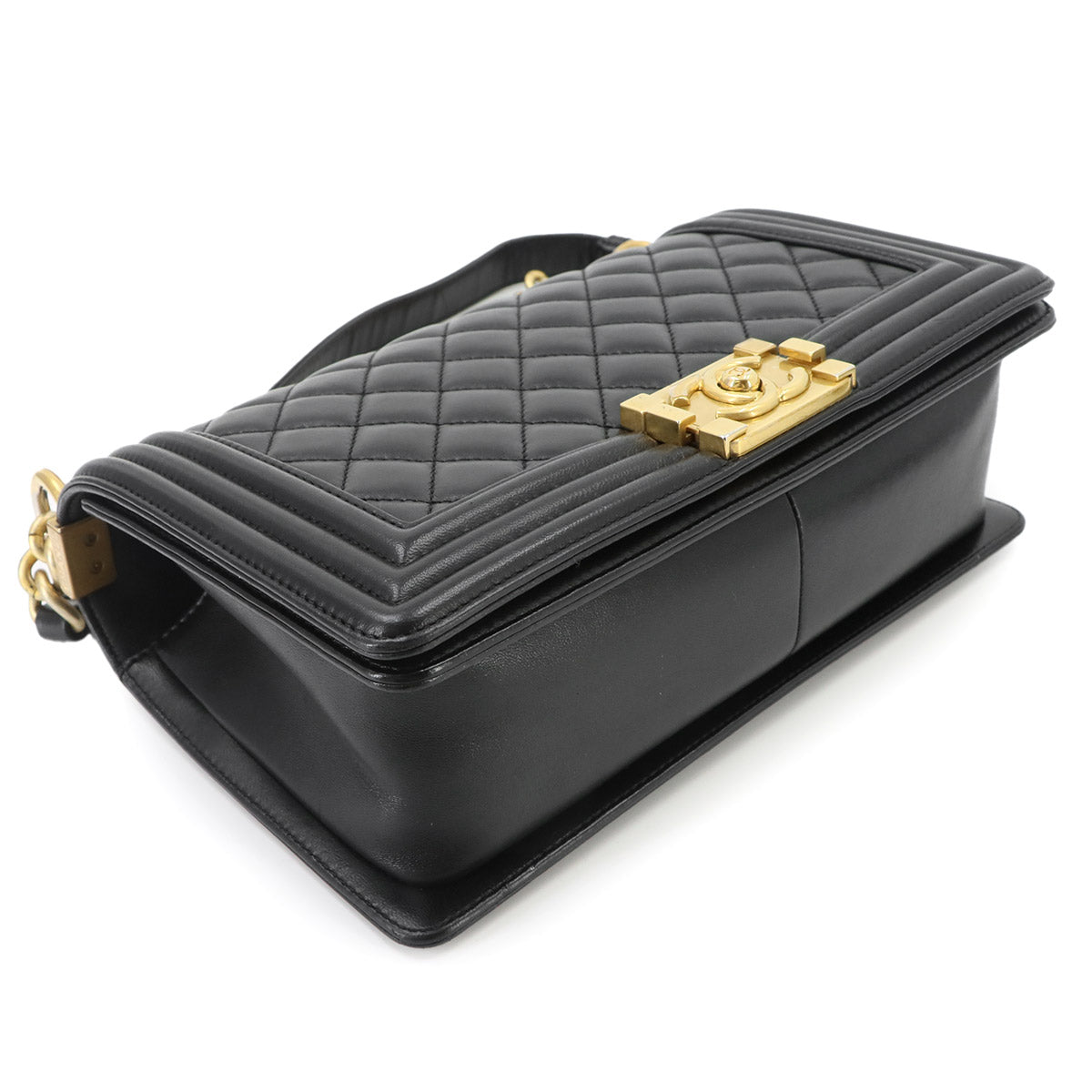 BOY CHANEL Chain Shoulder Bag Leather Black A67086 Purse