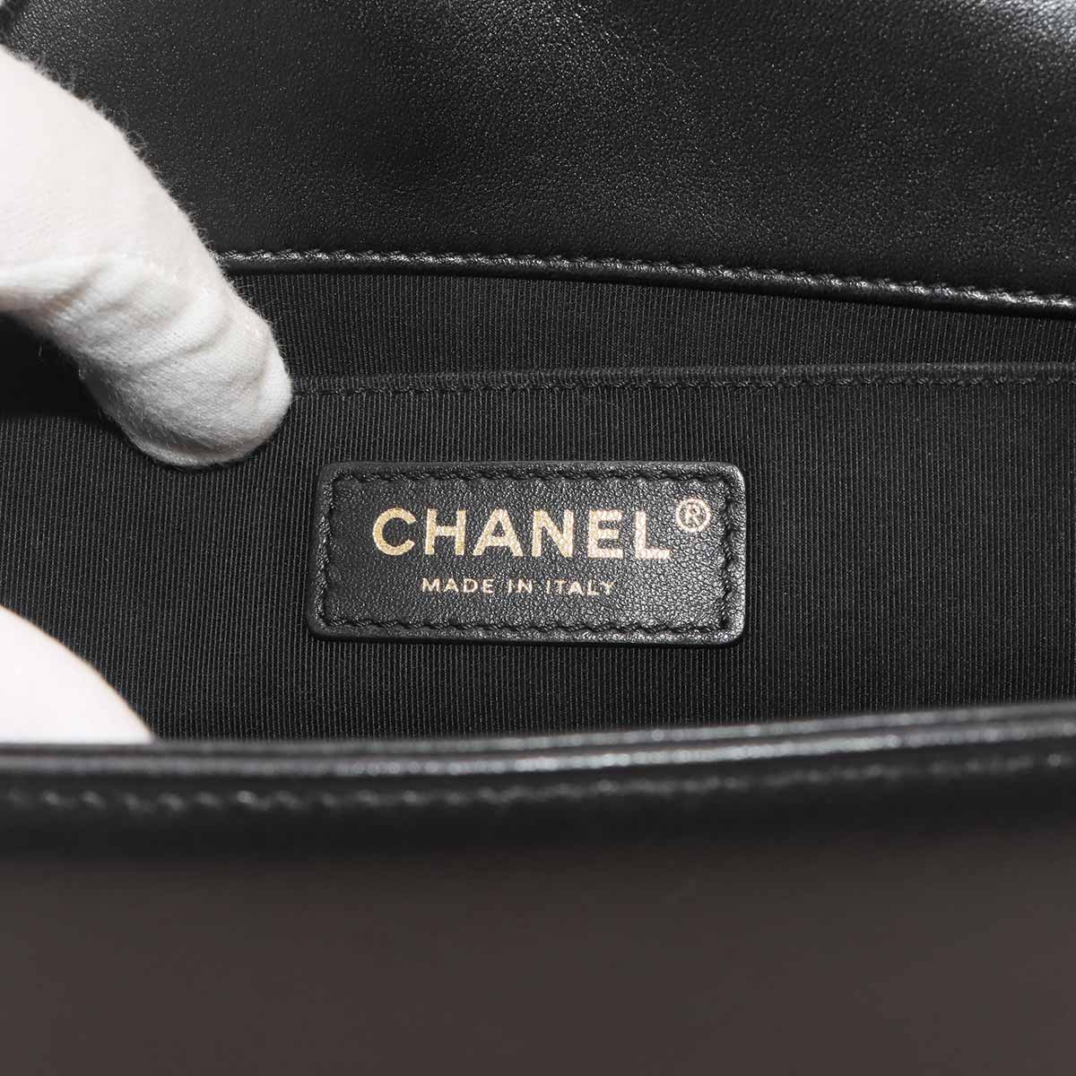 BOY CHANEL Chain Shoulder Bag Leather Black A67086 Purse