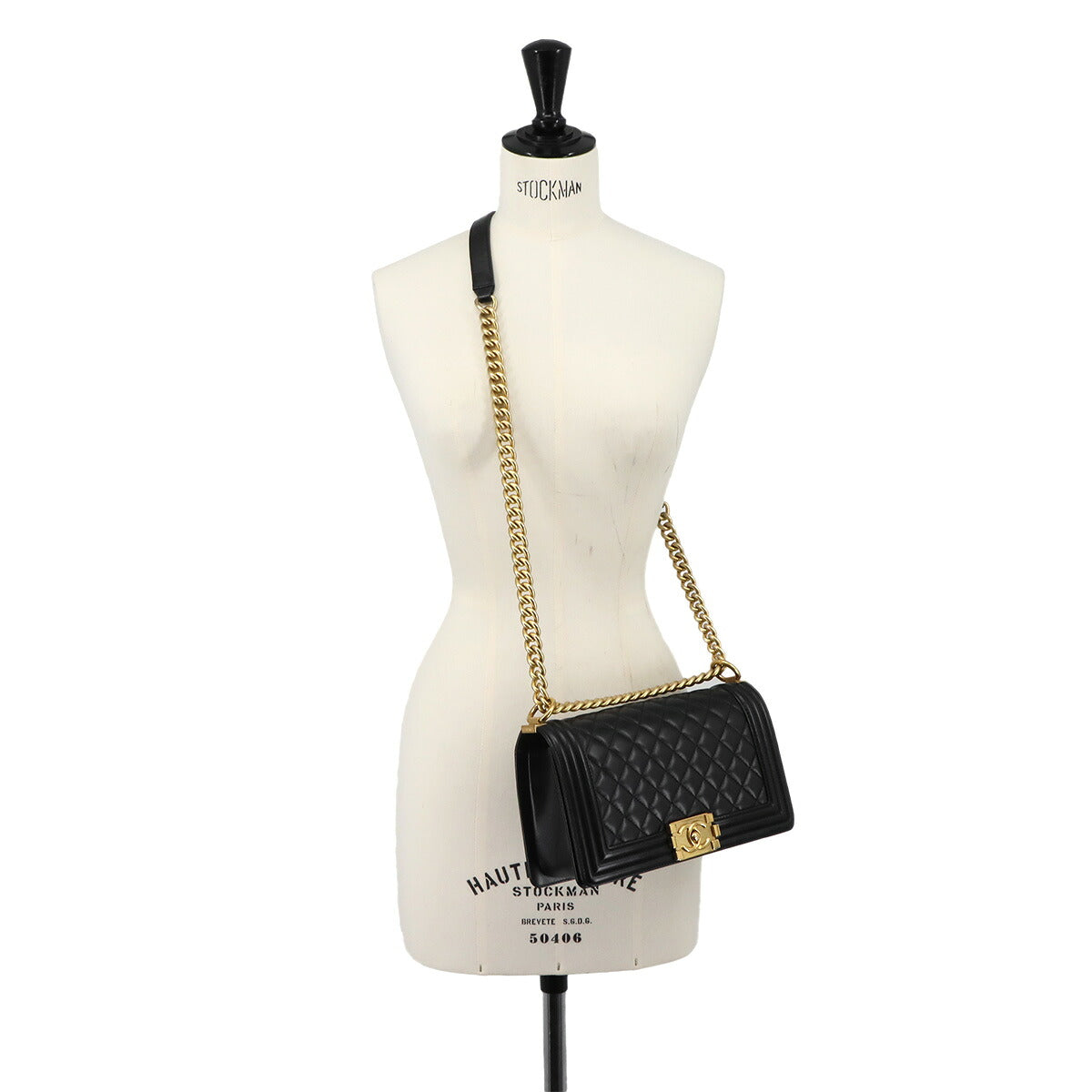BOY CHANEL Chain Shoulder Bag Leather Black A67086 Purse