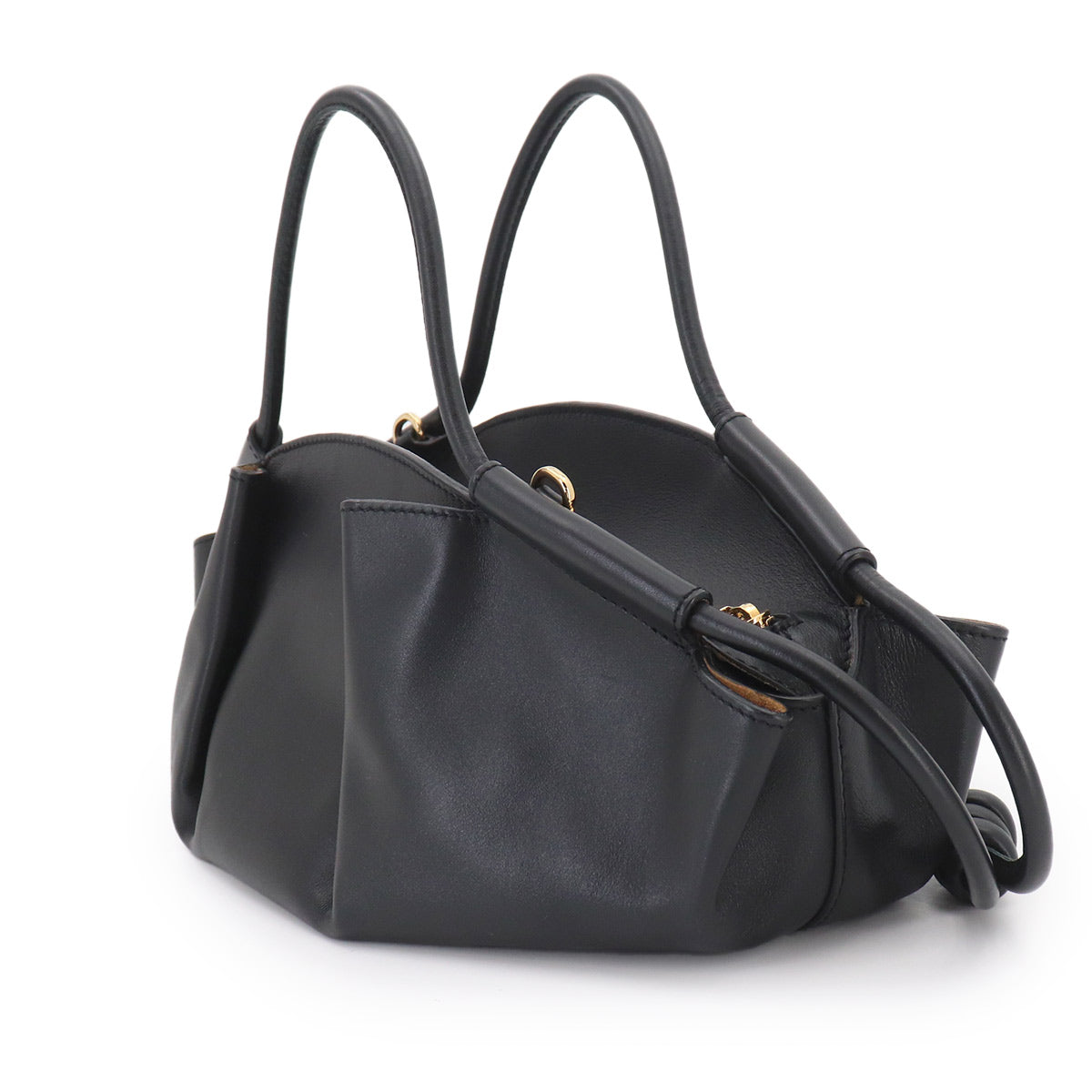Paseo Small Hand Shoulder Bag Leather Black Purse