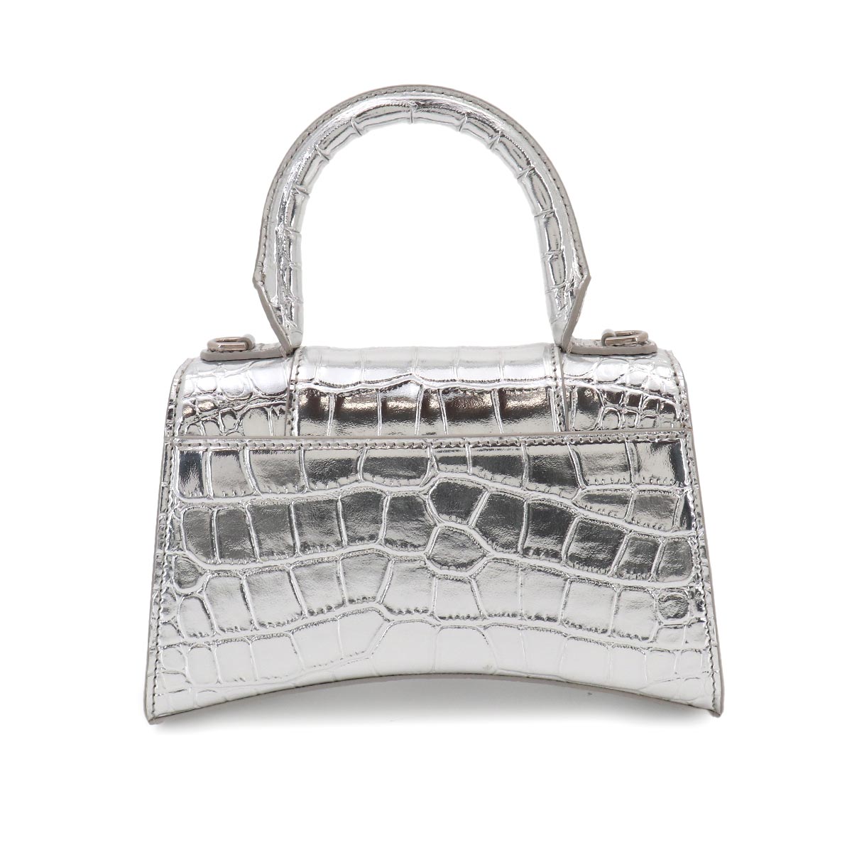 Hourglass XS Hand Shoulder Bag Leather Silver 592833