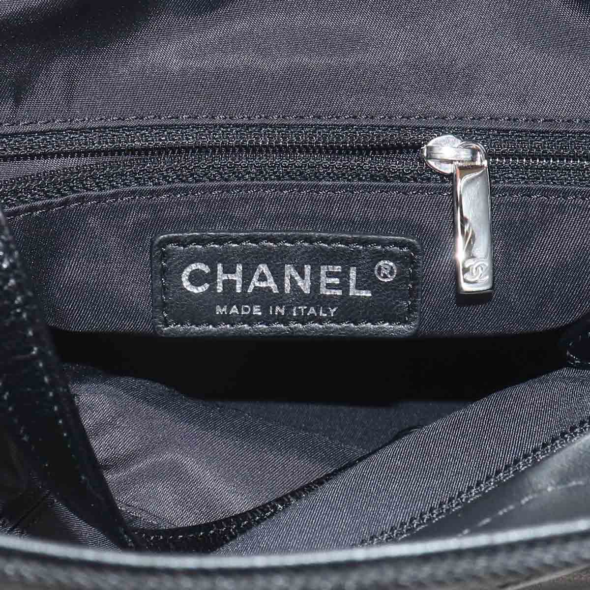 Paris Biarritz PM Tote Bag PVC Nylon Leather Black A34208 Purse