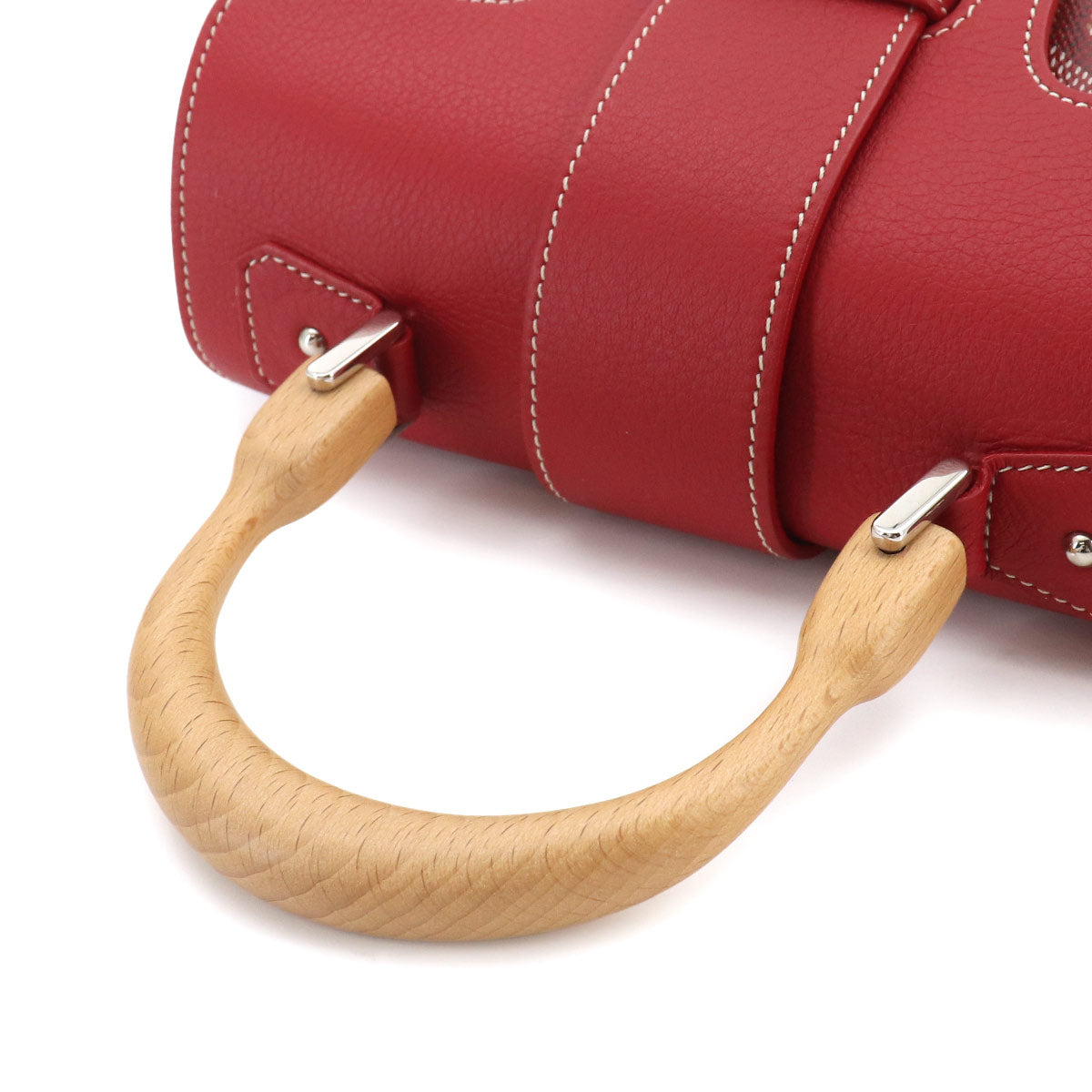 Saigon Mini Hand Shoulder Bag PVC Leather Wood Red