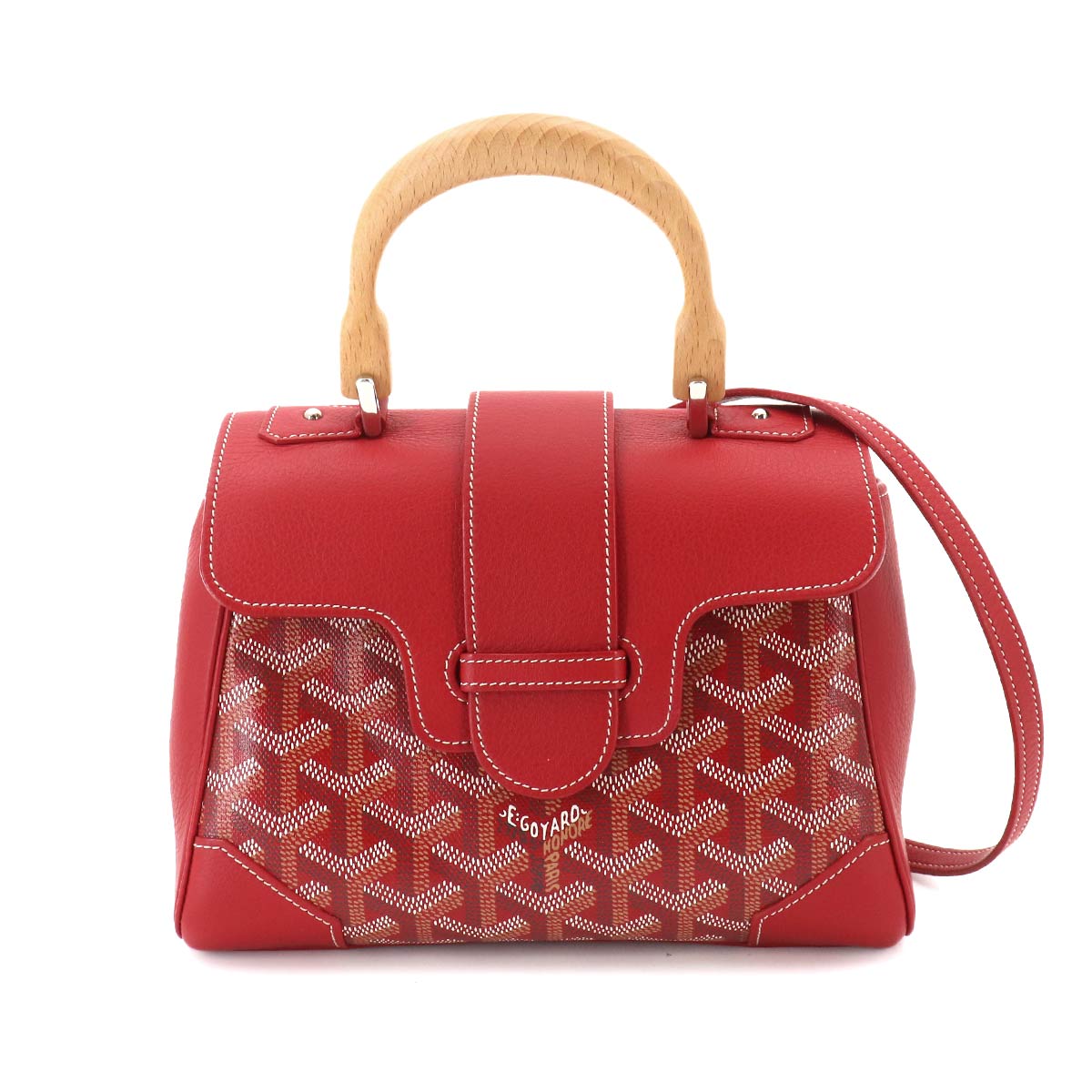 Saigon Mini Hand Shoulder Bag PVC Leather Wood Red