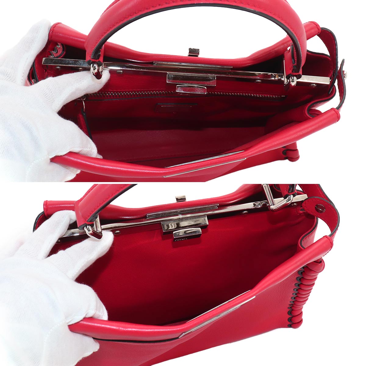 Peekaboo Regular 2way Hand Bag Leather Red 8BN290
