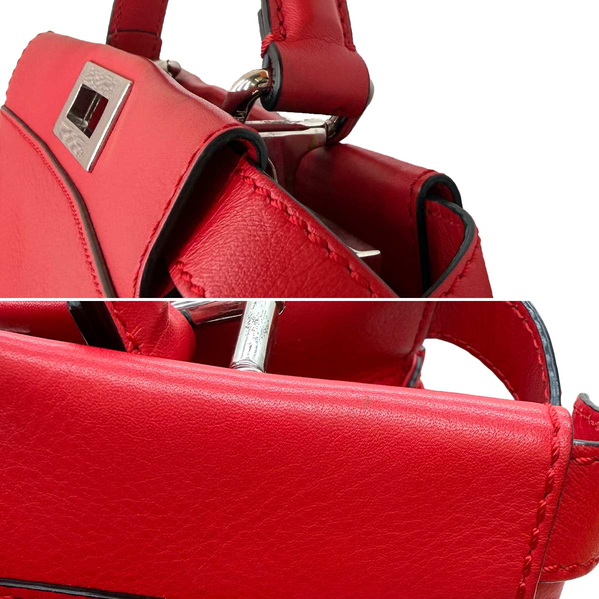 Peekaboo Regular 2way Hand Bag Leather Red 8BN290