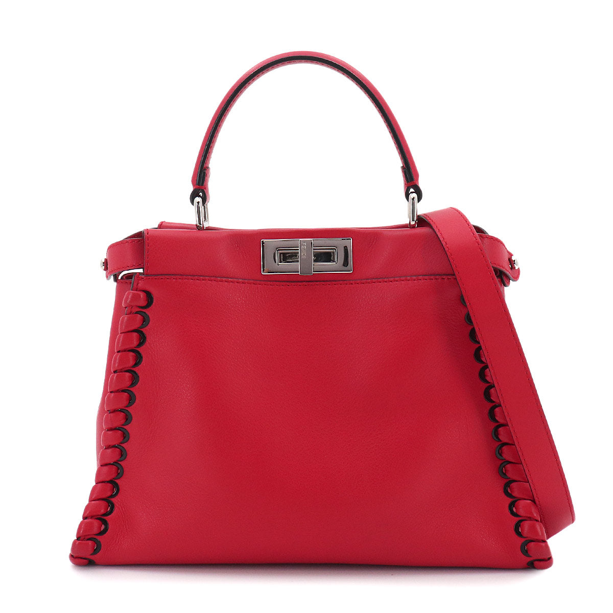 Peekaboo Regular 2way Hand Bag Leather Red 8BN290