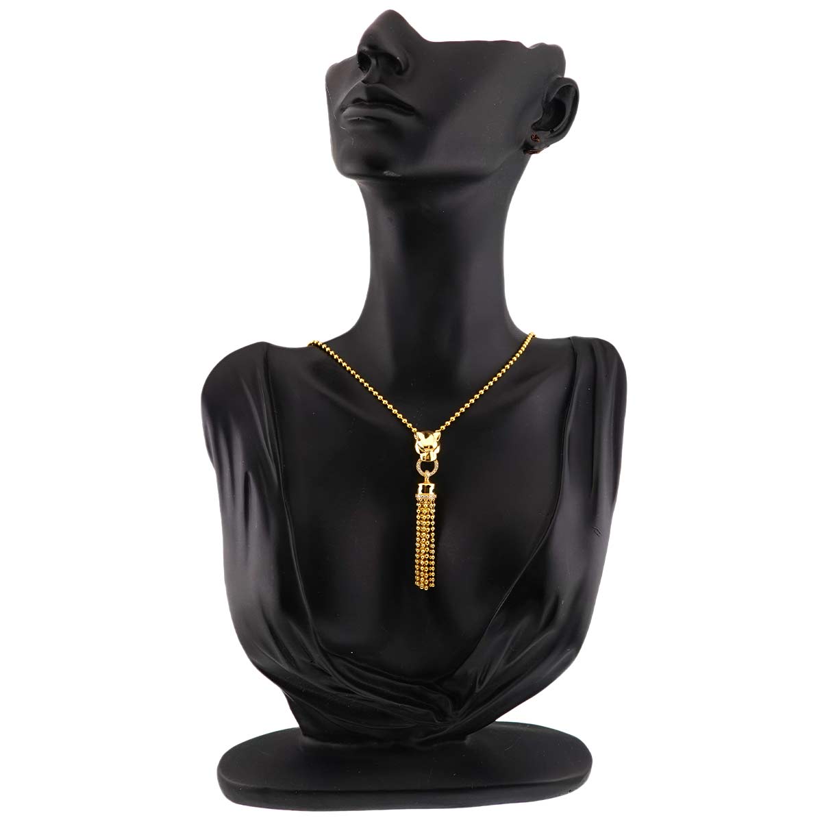 Panther Diamond Emerald Onyx Necklace 18K Yellow Gold 750