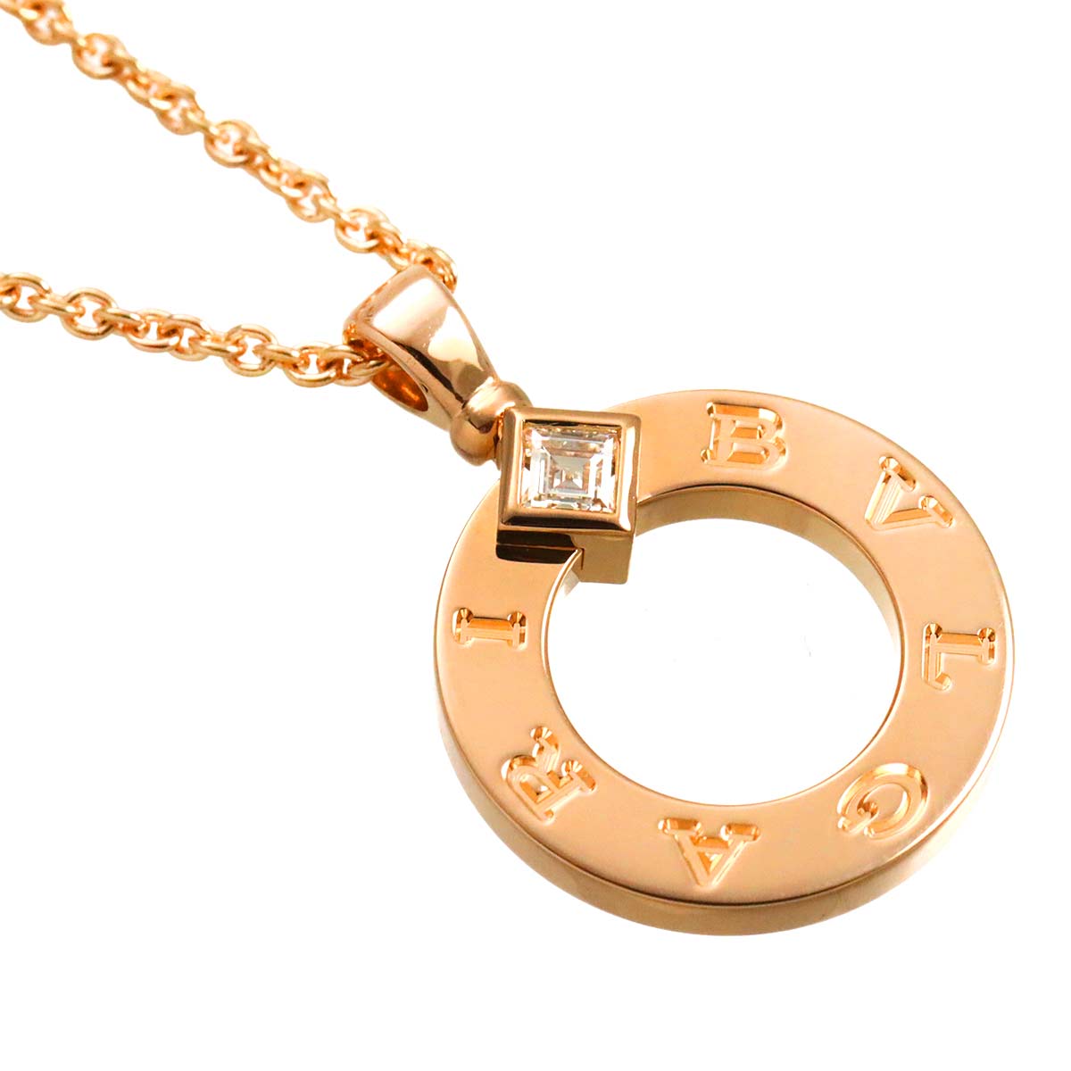 Double Logo Necklace Diamond 18K Pink Gold 750