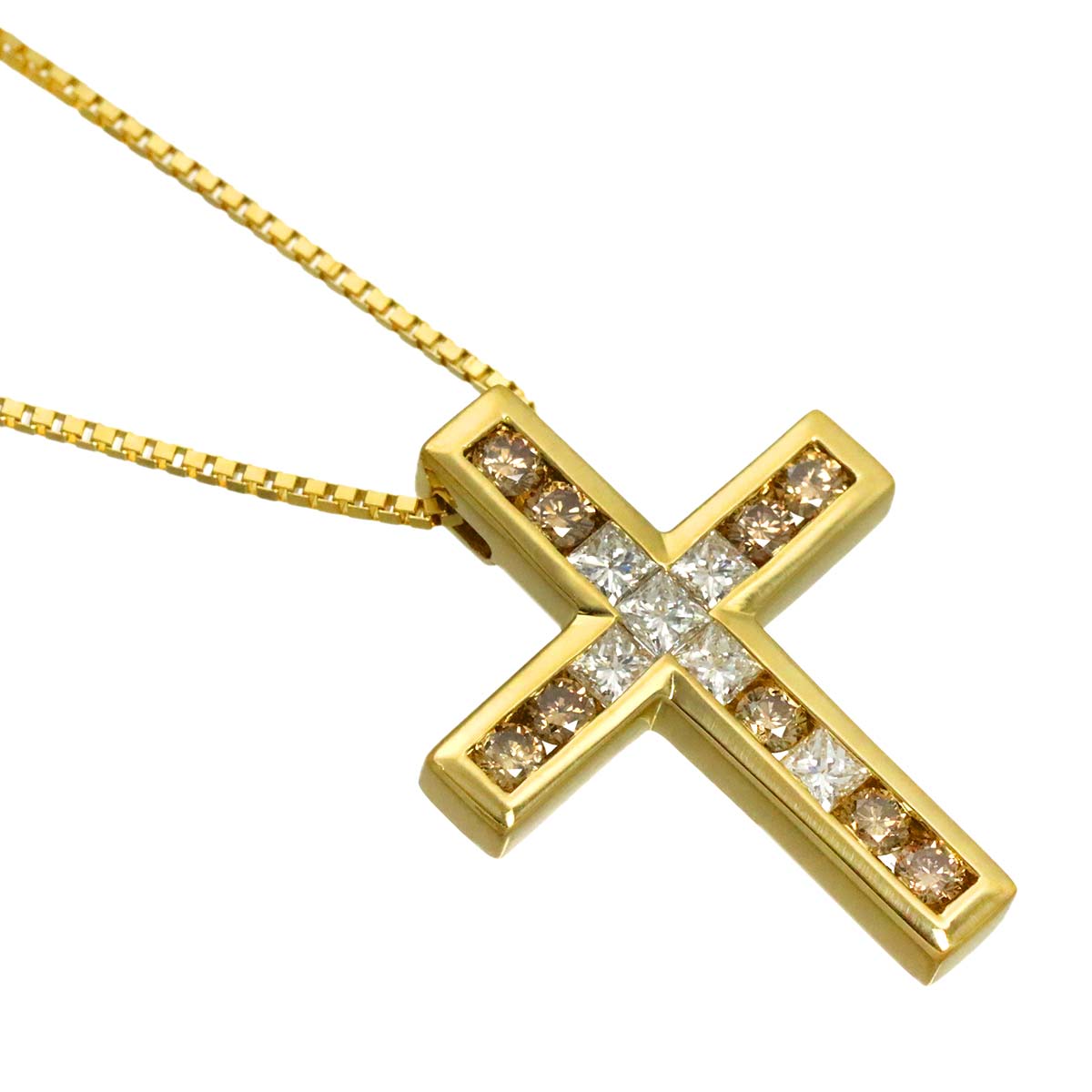 Cross Diamond Necklace 18K YG 750