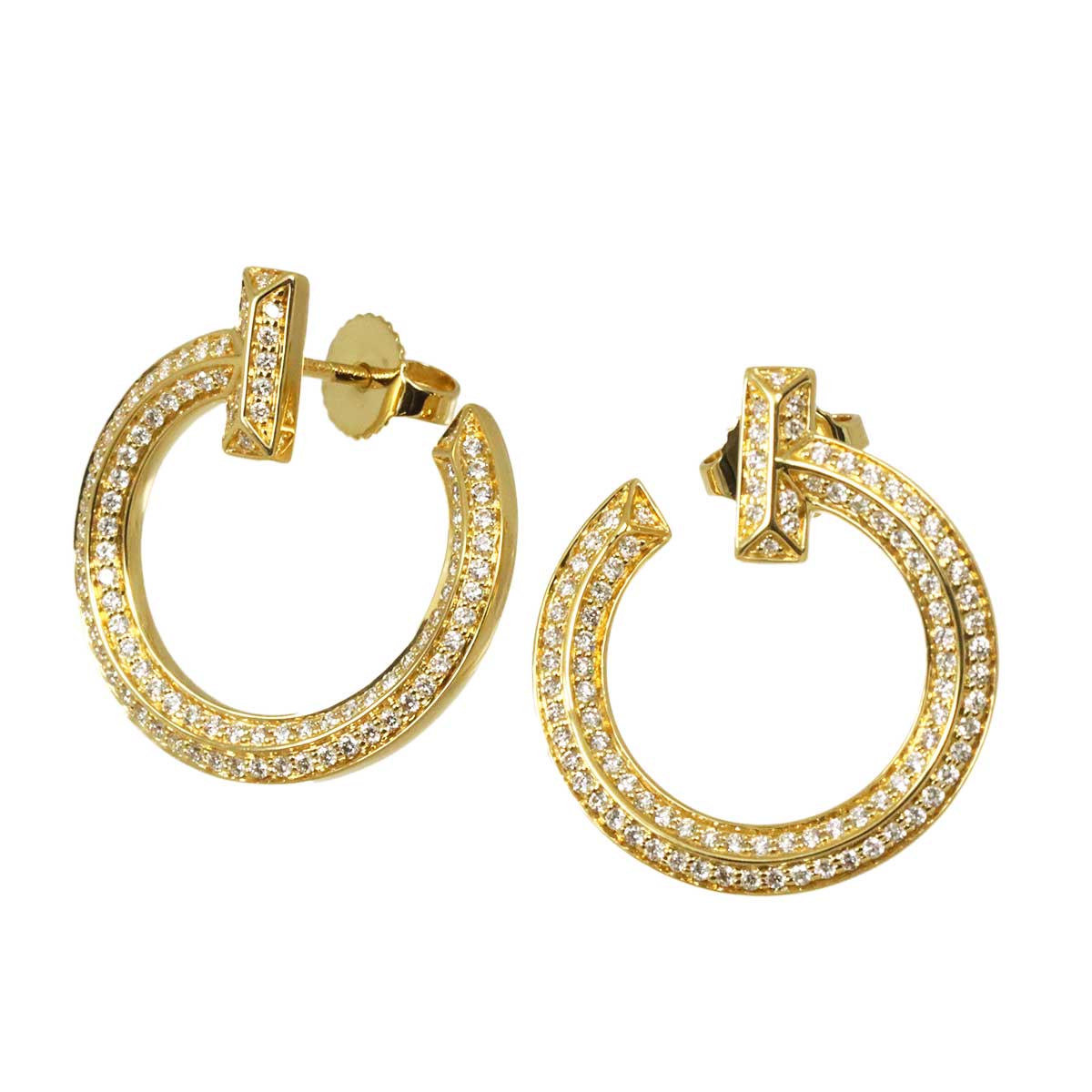 T ONE Diamond 0.24ct/0.24ct Earrings Pierced 18K YG 750