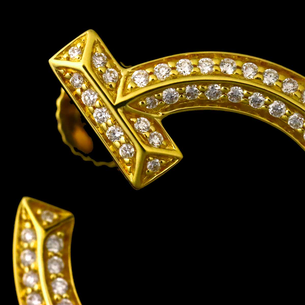 T ONE Diamond 0.24ct/0.24ct Earrings Pierced 18K YG 750