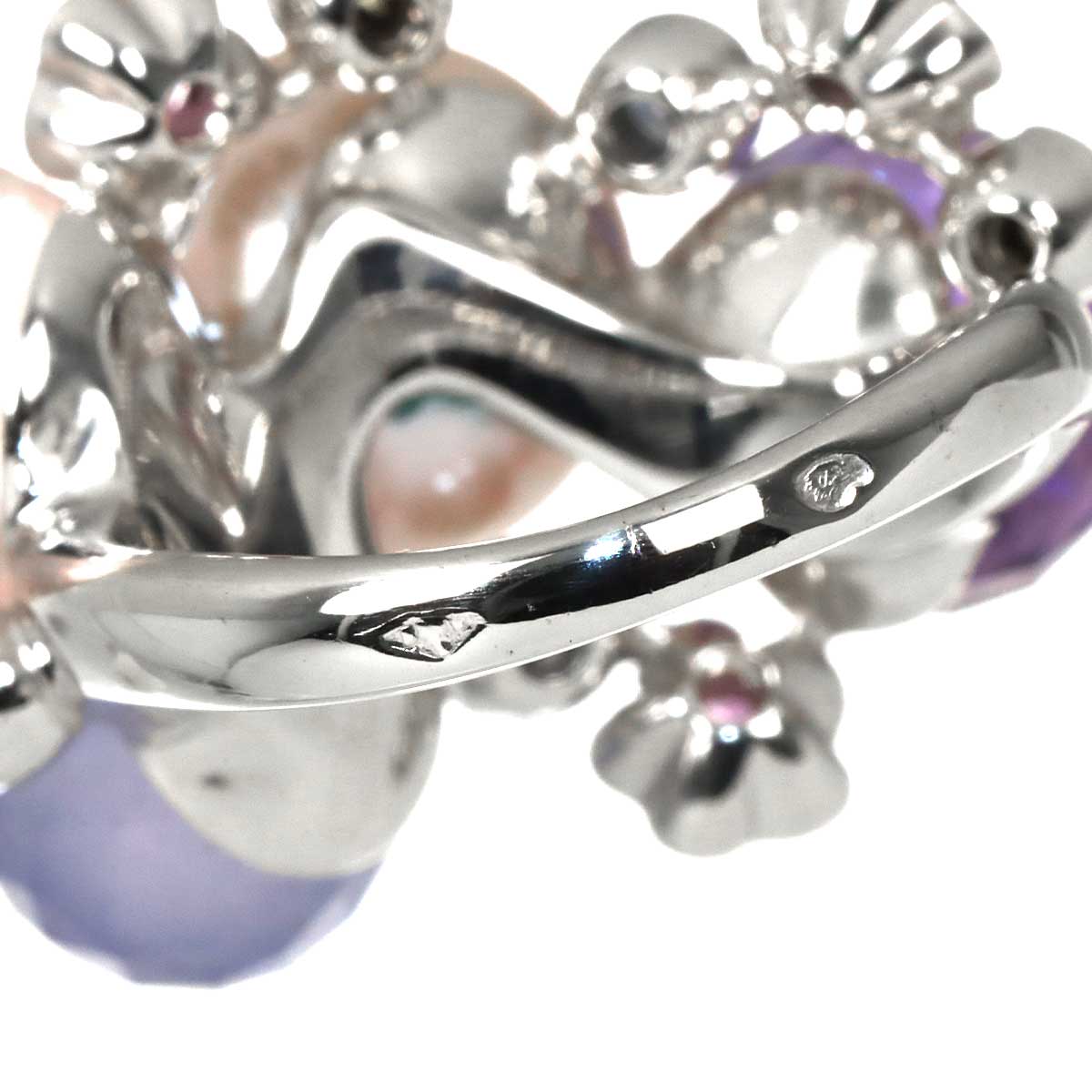 Mademoiselle Pearl Multi Stone Ring 18K WG 750 size53 6(US)