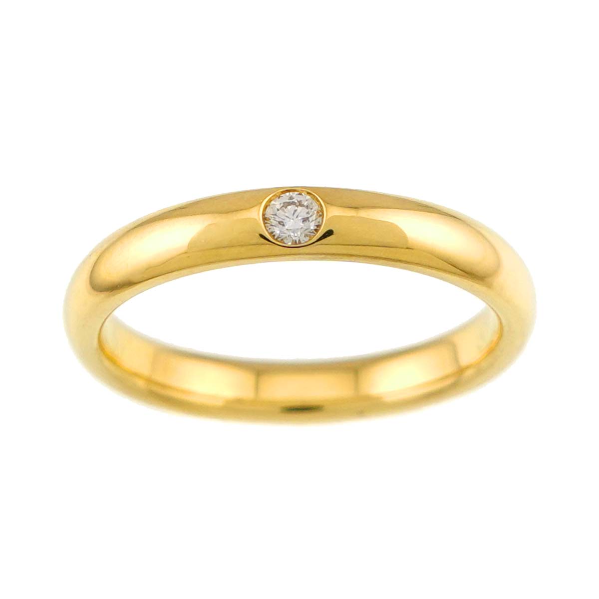 Round Cut Diamond Ring 18K YG 750 Size5.25-5.5(US)
