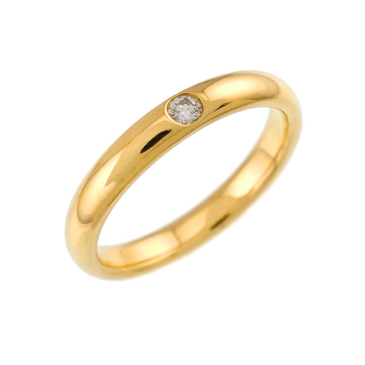 Round Cut Diamond Ring 18K YG 750 Size5.25-5.5(US)