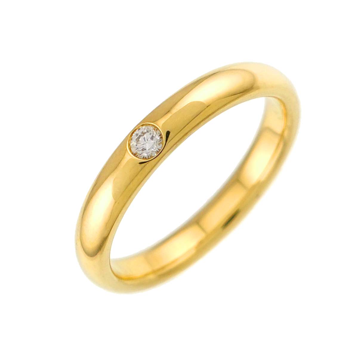 Round Cut Diamond Ring 18K YG 750 Size5.25-5.5(US)