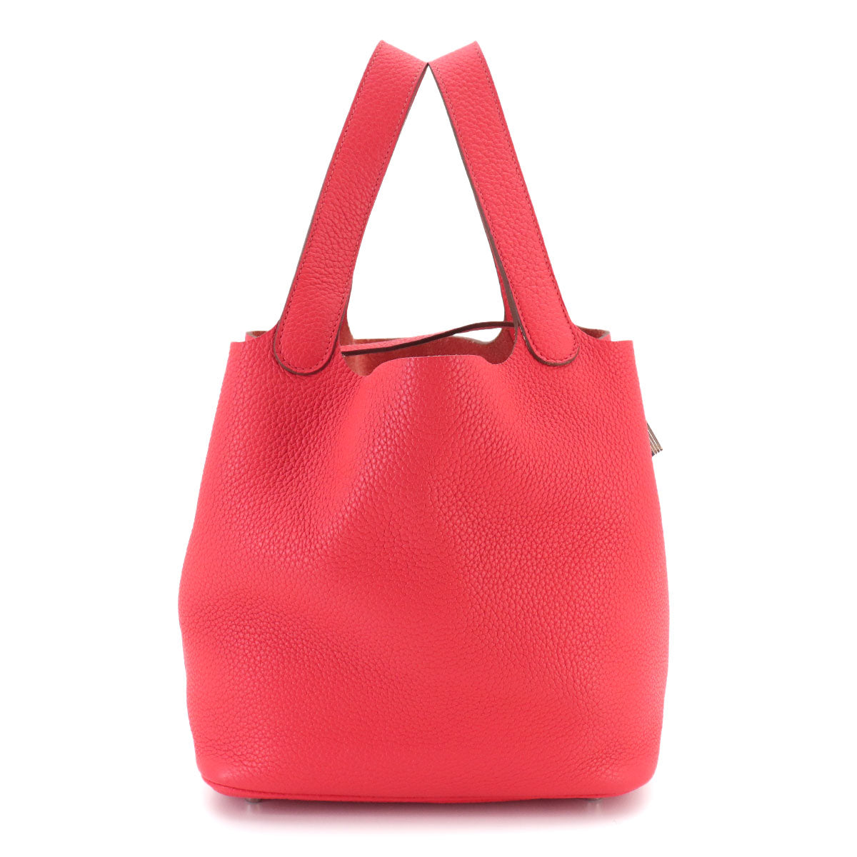 Picotin Lock MM Hand Bag Taurillon Clemence Rouge Pivoine