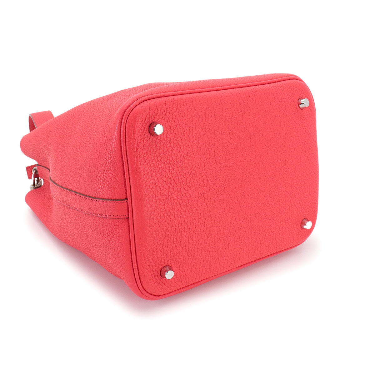 Picotin Lock MM Hand Bag Taurillon Clemence Rouge Pivoine