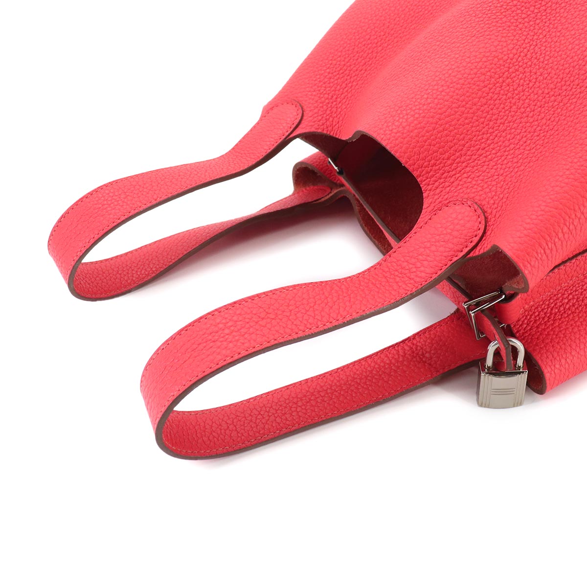 Picotin Lock MM Hand Bag Taurillon Clemence Rouge Pivoine