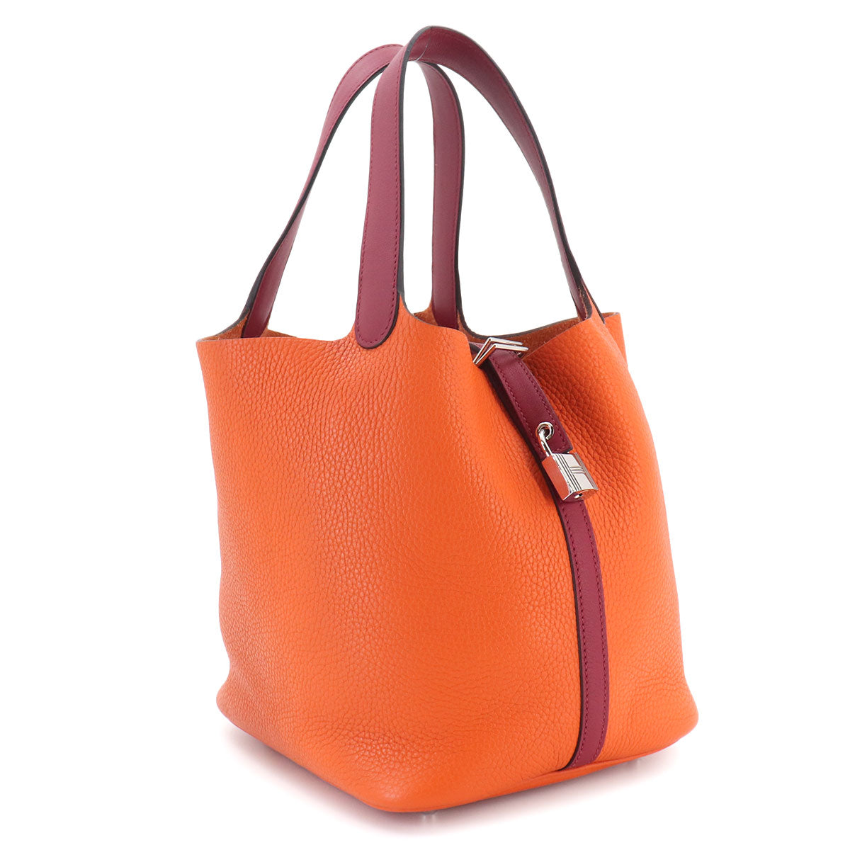 Picotin Lock Touch MM Hand Bag Taurillon Clemence Swift Orange