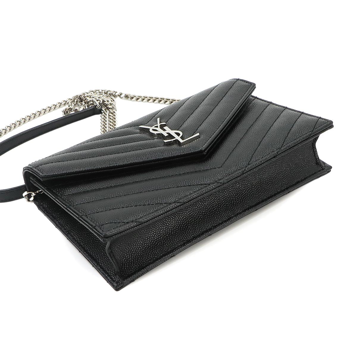 Cassandre Envelope Chain Wallet Leather Black 742920