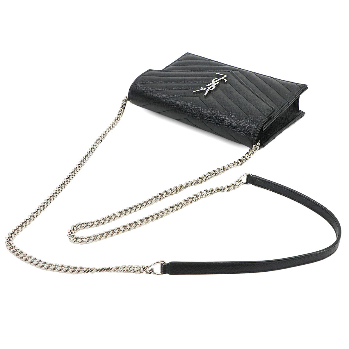 Cassandre Envelope Chain Wallet Leather Black 742920