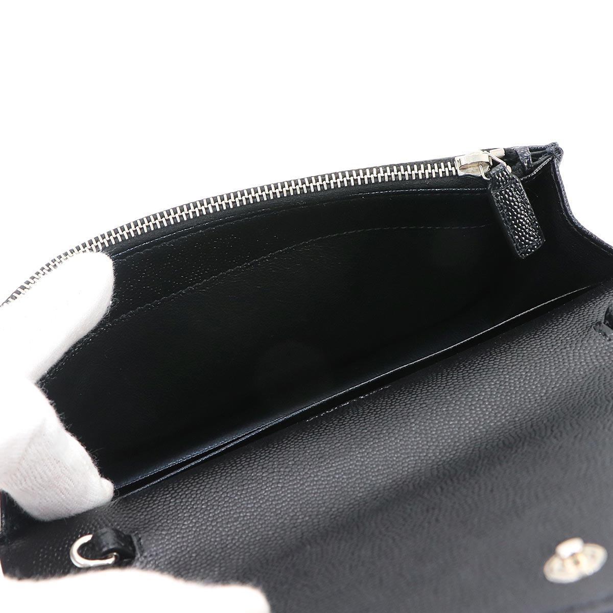 Cassandre Envelope Chain Wallet Leather Black 742920
