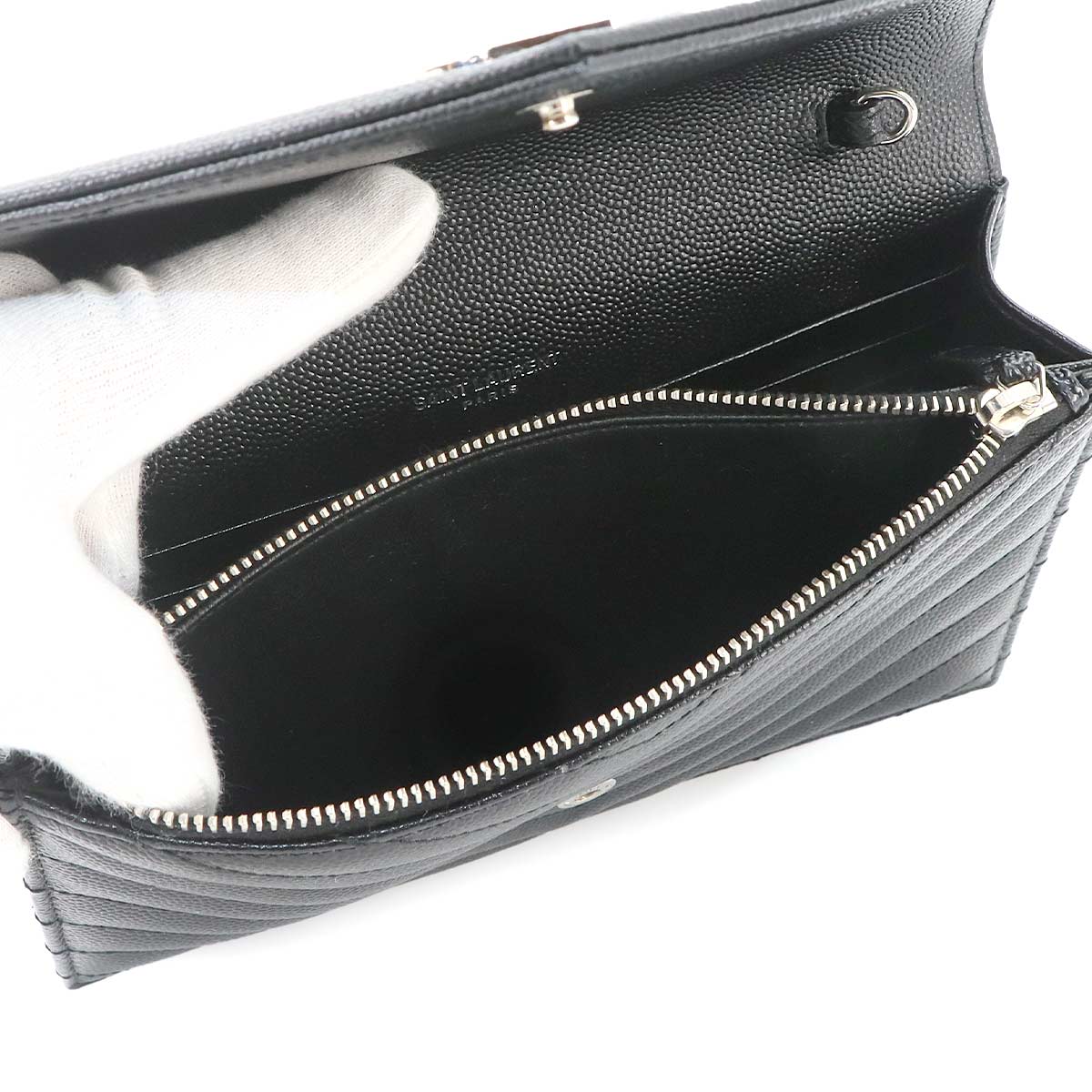 Cassandre Envelope Chain Wallet Leather Black 742920