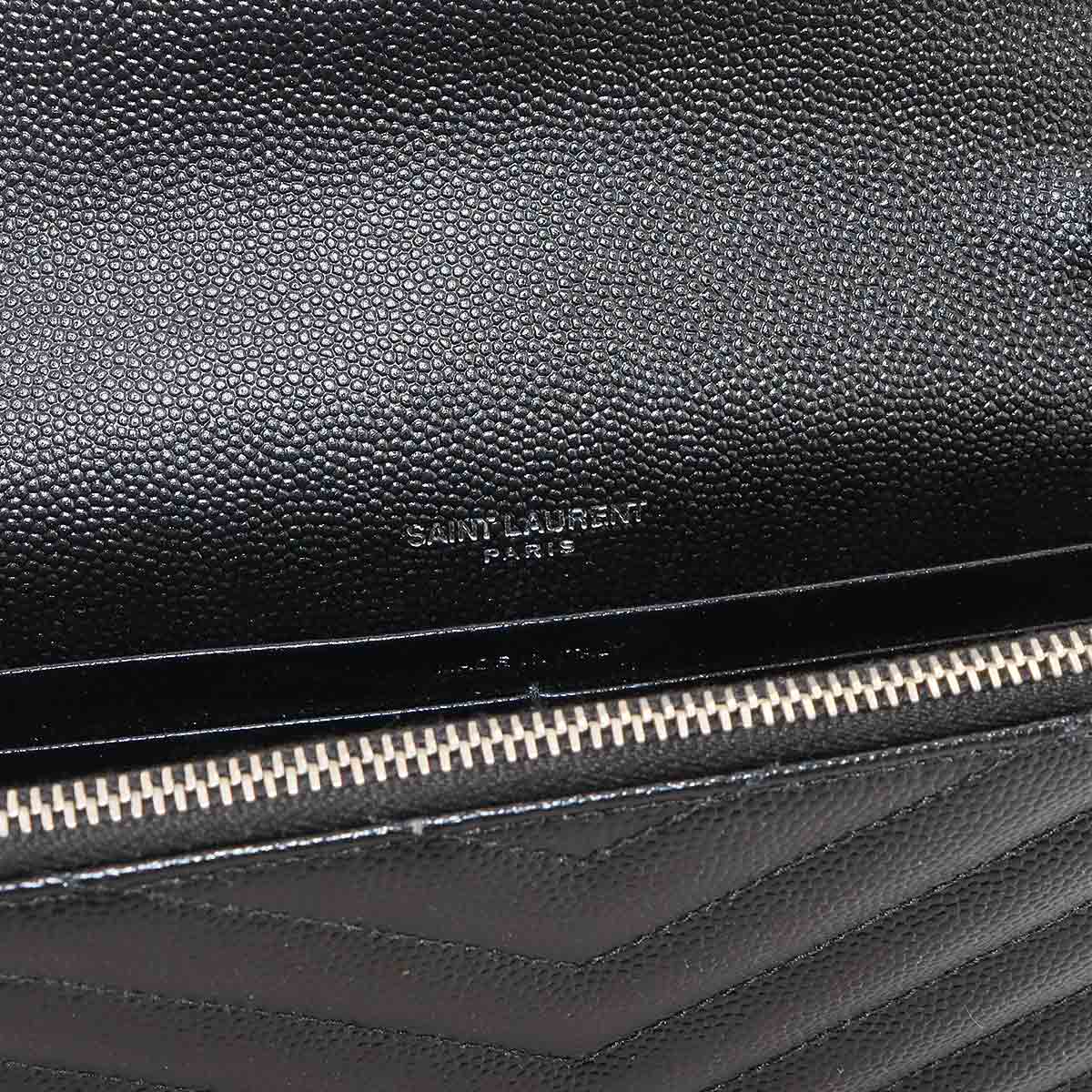 Cassandre Envelope Chain Wallet Leather Black 742920