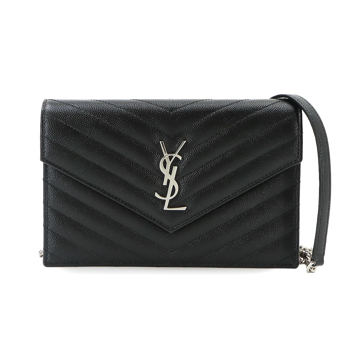 Cassandre Envelope Chain Wallet Leather Black 742920