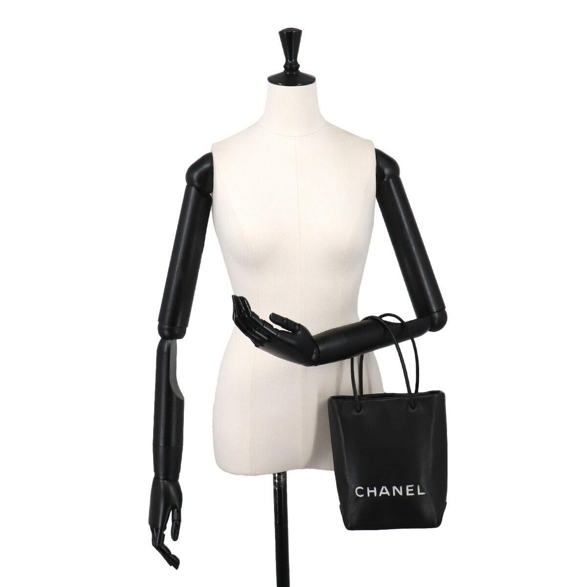 Essential Tote Bag Leather Black White A46880 Purse