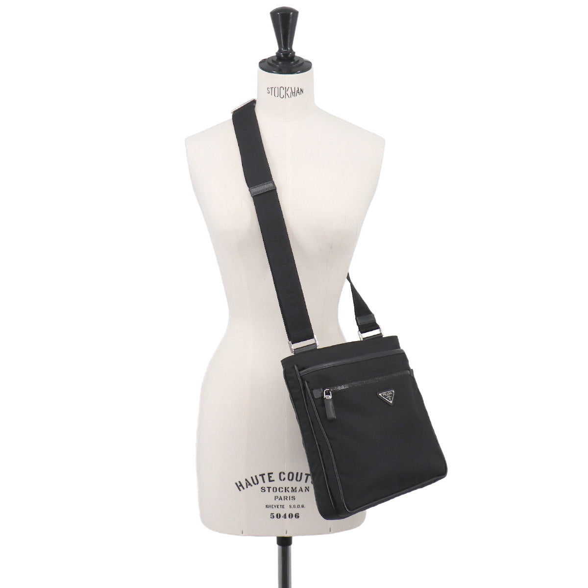 Shoulder Bag Nylon Saffiano Leather Nero Black Purse