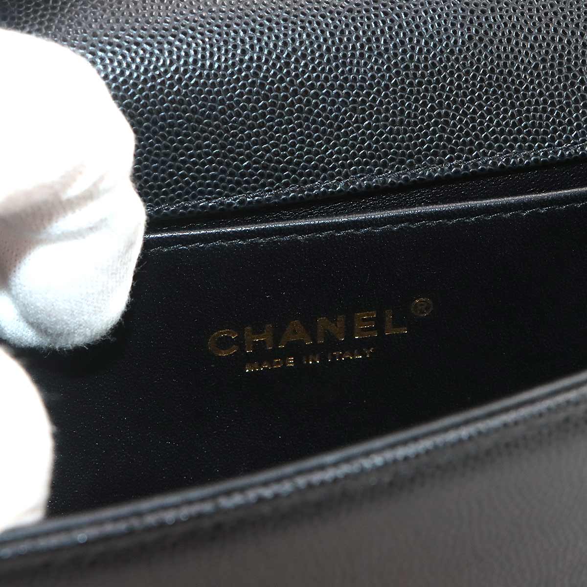 BOY CHANEL Small Chain Shoulder Bag Leather Black A67085