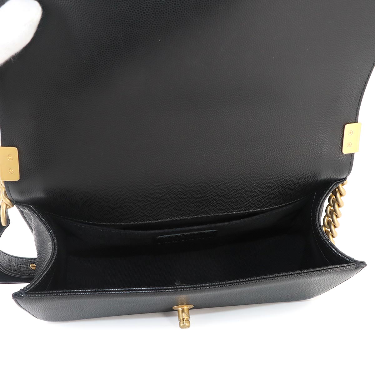 BOY CHANEL Chain Shoulder Bag Leather Black A67086 Purse