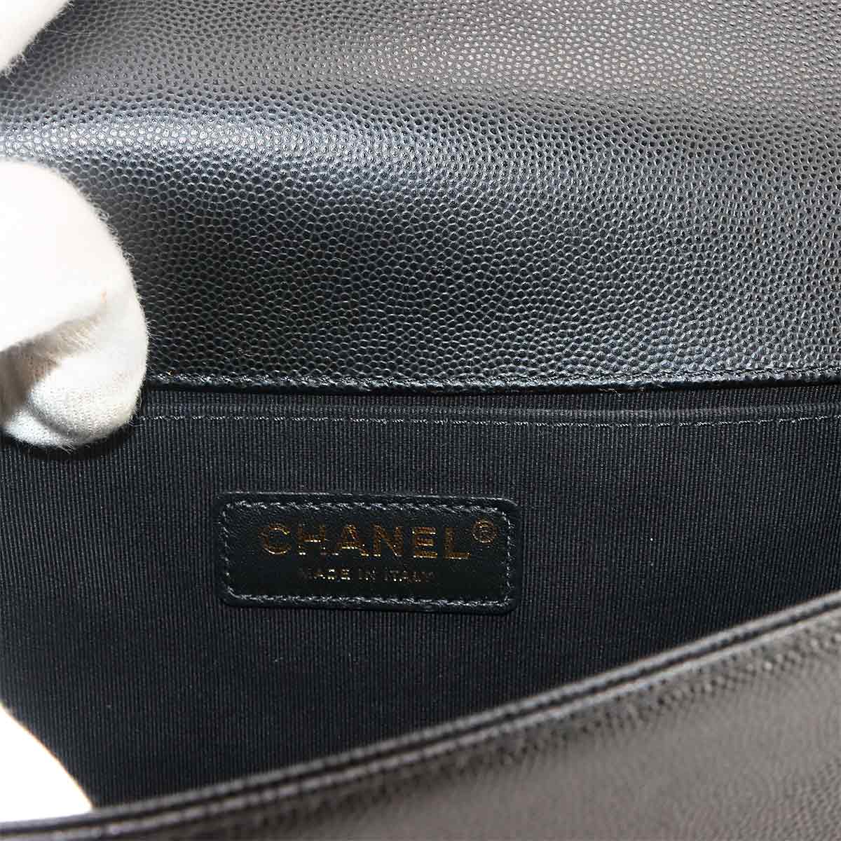 BOY CHANEL Chain Shoulder Bag Leather Black A67086 Purse
