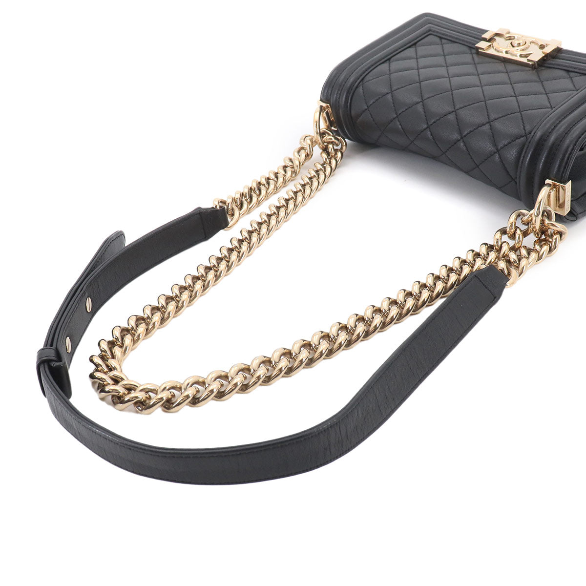 BOY CHANEL Small Chain Shoulder Bag Leather Black A67085