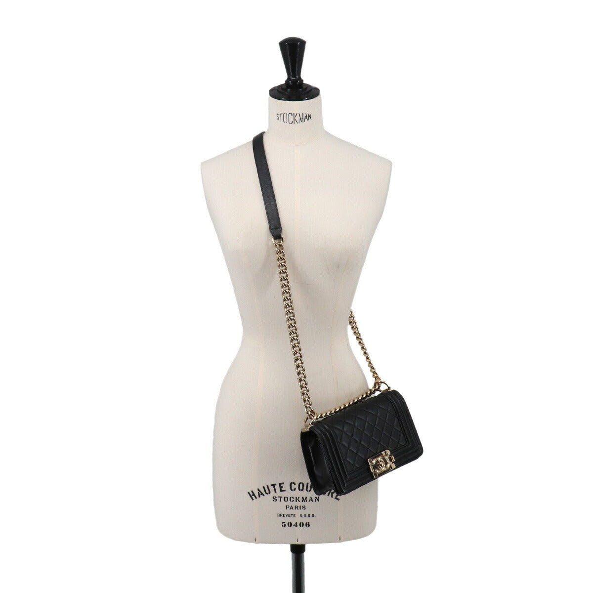 BOY CHANEL Small Chain Shoulder Bag Leather Black A67085
