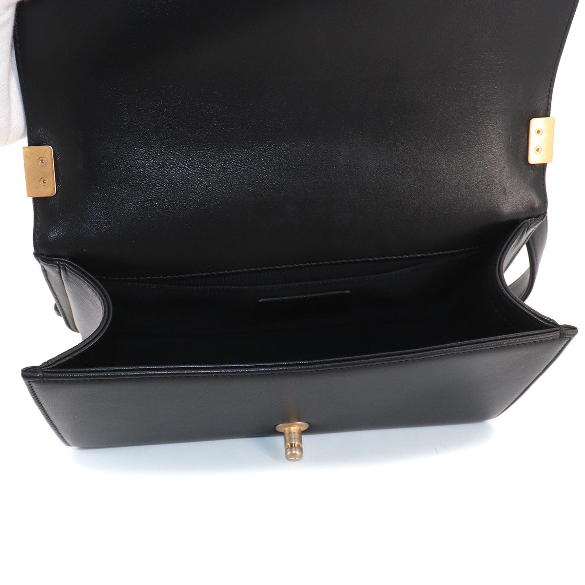 BOY CHANEL Chain Shoulder Bag Leather Black A67086 Purse