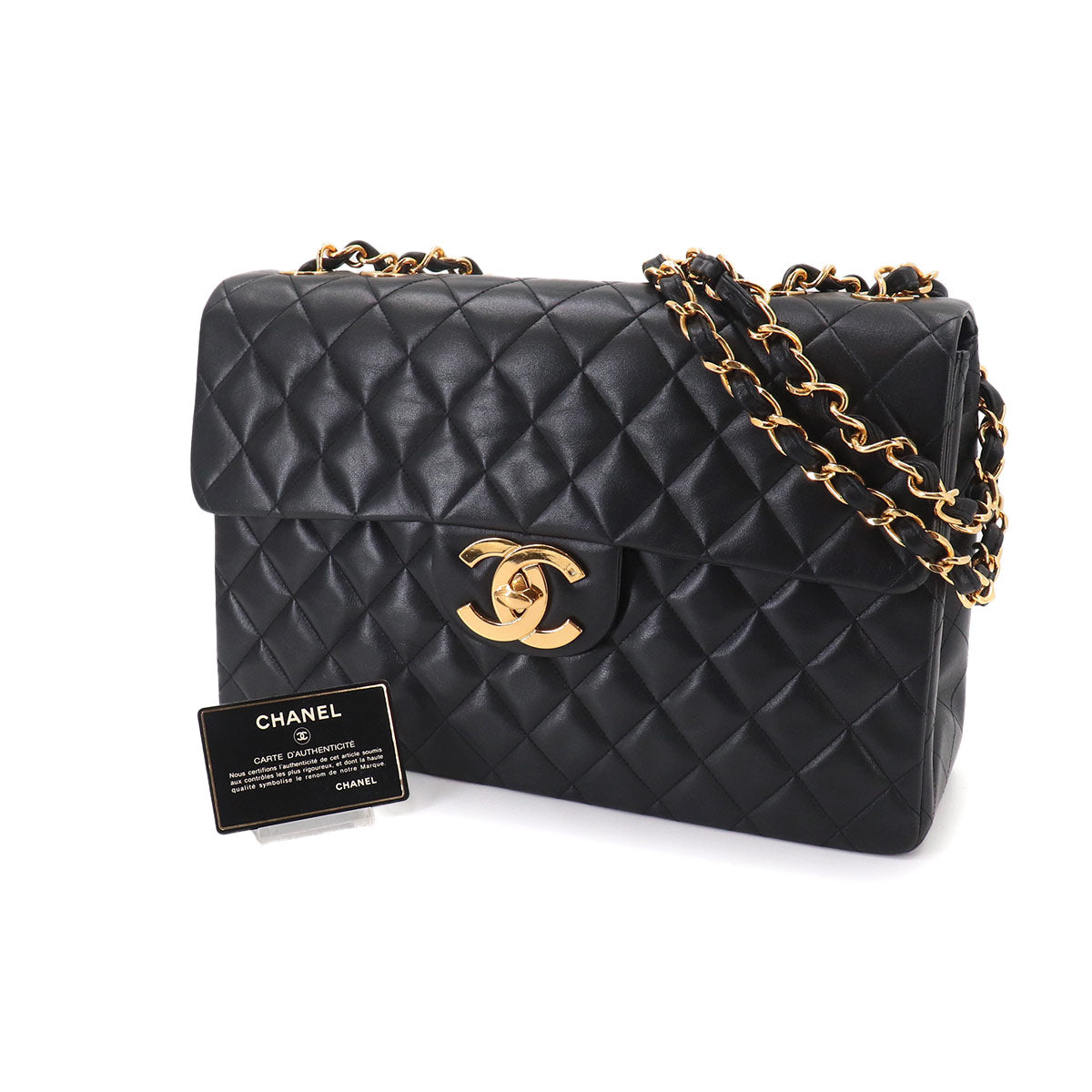 Matelasse 34 Chain Shoulder Bag Leather Black A01094 Vintage