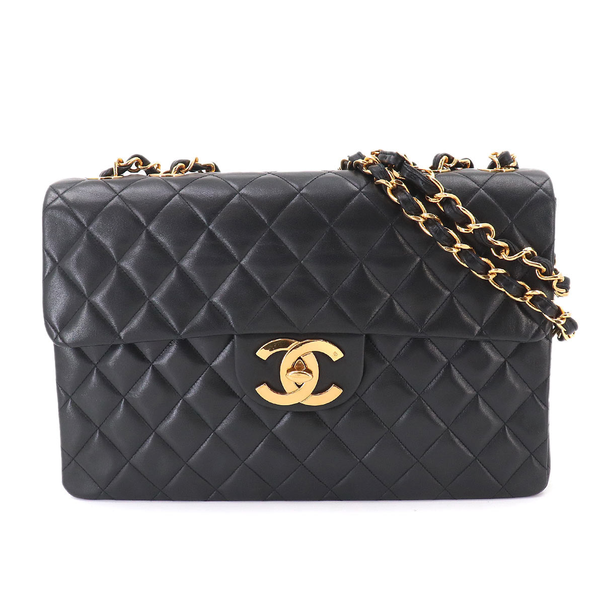 Matelasse 34 Chain Shoulder Bag Leather Black A01094 Vintage