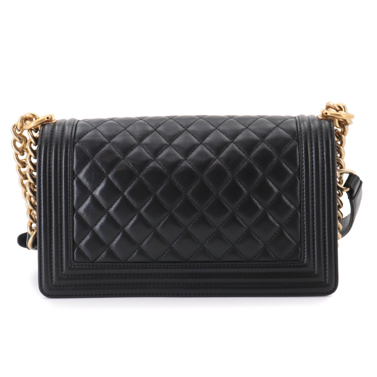 BOY CHANEL Chain Shoulder Bag Leather Black A67086 Purse