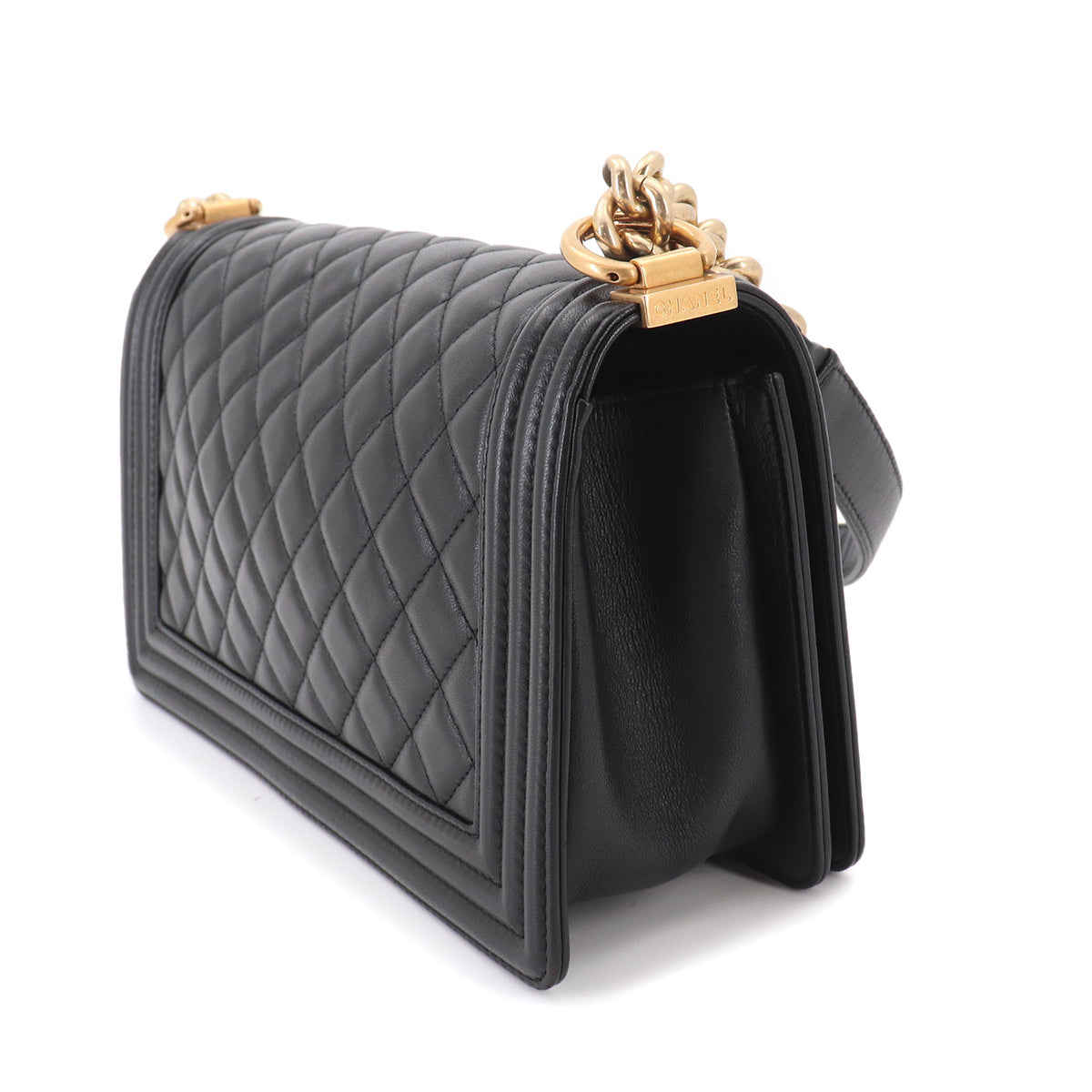 BOY CHANEL Chain Shoulder Bag Leather Black A67086 Purse
